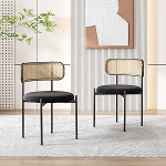 ModernLuxe s&ouml;&ouml;gitoa toolid 2-st komplektist, moodsad vaba aja toolid rotangist seljatoega sametpehmendusega, tugevad metalljalad ja &uuml;mmargune istmepadi, ideaalne elutuppa ja magamistuppa, must