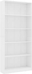vidaXL raamaturiiul, 5 kambrit, seisev riiul, arhiiviriiul, seinariiul, ruumijaotur, kontoririiul, mitmeotstarbeline riiul, valge, 80 x 24 x 175 cm, puitmaterjalist.