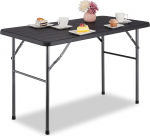 Relaxdays aialaud, puidu v&auml;limusega, kandiline, K x S x M: 74 x 118 x 60 cm, plastik, metall, kokkupandav terrassilaud, must