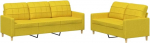 2-TLG. Modern Sofagarnitur & Couchgarnitur Hellgelb Stoff Eckcouch f&uuml;r Wohnzimmer, B&uuml;ro, Apartment (138 x 77 x 80 cm)
