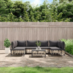 6-TLG. Garten-Lounge-Set mit Kissen Anthrazit Poly Rattan - Gartenm&ouml;bel Set als Lounge Set f&uuml;r Terrasse und Au&szlig;enbereich