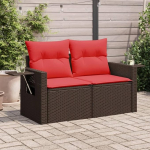 Gartensofa Poly Rattan braun als 2-Sitzer Gartensofa mit Kissen und abnehmbare Kissen inklusive Beistelltisch