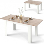 COSTWAY pikendatav s&ouml;&ouml;gilaud, 120/158 x 70 cm, k&ouml;&ouml;gilaud 4-6 inimesele, ristk&uuml;likukujuline s&ouml;&ouml;gilaud s&ouml;&ouml;gituppa, k&ouml;&ouml;ki (naturaalne + valge)