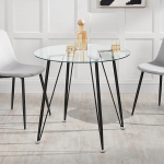 [en.casa] Huittinen s&ouml;&ouml;gilaud klaasist &uuml;mmargune k&ouml;&ouml;gilaud 4 inimesele 72 x 80 cm elutoa laud terasjalgadega must