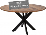 MR. DEKO&reg; Avola laud | &Uuml;mmargune puidust laud | &Uuml;mmargune lauaplaat Mango Wood 110 cm | Ristikujuline metallist raam must | Laud 4 inimesele | S&ouml;&ouml;gitoa laud &uuml;mmargune kaasaegne | &Uuml;mmargune s&ouml;&ouml;gilaud | K&ouml;&ouml;k | K&ouml;&ouml;k