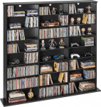 VEVOR DVD riiul 24 sektsiooniga (8 tasandit), meedia riiul, seisev riiul, 142 x 22 x 130 cm, ruumi s&auml;&auml;stev hoiuriiul CD-de, DVD-de, raamatute, m&auml;nguketaste jaoks, raamaturiiul elutuppa/kodukontorisse