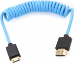 8K HDMI kaabel punutud spiraaliga paremale vasakule nurk t&uuml;&uuml;pi HDMI 2.1 Sony Canon R5 Nikon Blackmagic Pocket Cinema kaameratele (Mini HDMI-HDMI, sinine punutud)