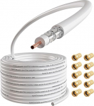 POPPSTAR 100 m koaksiaalkaabel (RG6, l&auml;bim&otilde;&otilde;t 7,3 mm, PVC mantel valge, CCS sisejuht) koos F-liitmikega