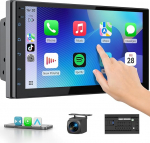 Haudio 2 Din Autoradio mit Wireless CarPlay & Android Auto, 7 Zoll IPS Bildschirm, Mirror Link, GPS, Sprachsteuerung, LFB, FM/RDS/AM, 25 UI-Designs, Tagfahrkamera, 2+64GB, f&uuml;r alle PKW Fahrzeuge