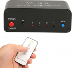 Audio Switch 4-Way RCA Switch - Alumiiniumsulamist multifunktsionaalne 4-in-4-out stereol&uuml;liti koos IR-puldiga DVD m&auml;ngukonsoolile