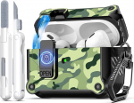 R-fun &uuml;hilduv AirPods Pro 2 &uuml;mbris (auto pop-up kaanega) koos puhastuskomplektiga, &uuml;hilduv Airpods Pro 2. / 1. Gen (2023/2022/2019), Airpods Pro &uuml;mbris (USB C / v&auml;lkkaabel), Rainforest