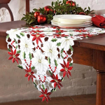 OurWarm j&otilde;ululaud, 175 x 38 cm, tikitud j&otilde;ulut&auml;ht Holly Leaf lauapesu, j&otilde;ululaudlinad j&otilde;ulukaunistuseks.