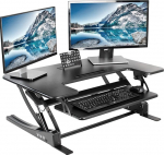 Vivo Black Height Adjustable 36" Stand up Desk Converter | Quick Sit to Stand Tabletop Monitor Riser (DESK-V000V)