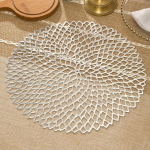 Platzdeckchen Rund, 8er Set Rund mit Blumenmuster Platzsets f&uuml;r k&uuml;che Speisetisch Hotel, Platz-Matten, Silber, 38cm