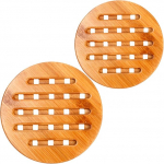 rundes Tischset, Tischset, Bambusmatte, Sch&uuml;sselmatte, Auflaufform, W&auml;rmeuntersetzer, Haushalt, Verbr&uuml;hschutz, rund, Gr&ouml;&szlig;enset(Round Size Set (2 Pieces))