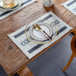 AMDXD komplekt 6 j&otilde;uluruutu asetusvaibad, puuvillased linased asetusvaibad, Boho kudumine, geomeetrilised triibud tupsuga, libisemisvastased, lauaalused, pestavad, beež, hall, s&ouml;&ouml;gilauale, 30 x 50 cm.