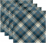 Kangast laualusad, pestavad laualusad s&ouml;&ouml;gilauale, 4 tk, ruudukujuline ruudustik Vintage Blue