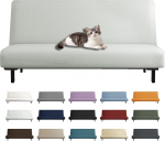 YEMYHOM Futon Cover, Jacquard Design, High Stretch, Armless Non-Slip m&ouml;&ouml;bli kaitsja elastse p&otilde;hjaga (Futon, Elevandiluu)