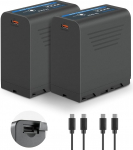 NEEWER Basics 2 aku NP-F970 asendusakud 7800 mAh akud, mis &uuml;hilduvad Sony NP-F550 750 950 970 FX3 FX30 A7 Canon R5 Nikon Z8 kaamera videokaamera LED monitoriga, 30W Type C PD