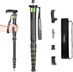 Manbily Monopod kaamera 168 cm matkapostid Alumiiniumist reisimonopood Kaasaskantav kompaktne kerge jalutuskepp k&auml;epidemega kandekott kandev&otilde;ime 7 kg DSLR kaamera videokaamerale (A-555L) roheline