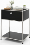 Floordirekt Concept Epure MK-139 metallist riiul, k&uuml;ljelaud, must, kroom, 63 K x 50 L x 40 S cm, moodulitesse &uuml;hendatav moodsa disainiga, metallist riiul elutuppa, kontorisse, koridori, &ouml;&ouml;kapiks