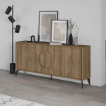 HOCUS PICUS Modernne 4 uksega k&uuml;ljepaneel, 180 (W) cm, k&uuml;ljepaneel, buffet, hoiukapp, metalljalgadega m&ouml;&ouml;bel elutuppa, s&ouml;&ouml;gituppa (tumeda tamme efektiga)