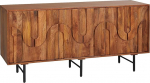 Vente-unique - Sideboard mit 3 T&uuml;ren - Mangoholz & schwarzes Metall - Holzfarben - Mizoram