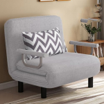 Teisaldatav diivanvoodi, 3 in 1 kokkupandav voodi 5 reguleeritava seljatoega ja padjadega, laisk lesilaua diivan, v&auml;ike futon tool, diivan v&auml;ikestesse ruumidesse, hall, 80 cm