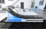 Sofa Dreams Turino nahast diivan L-kujuline nurgadiivan LED-valgustusega, reguleeritavad peatuged, Chaise Longue / nahav&auml;rvide valik / orientatsioon valitav (Osman vasakule, valge-must)