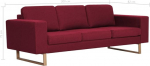 Gecheer 3-kohaline polsterdatud diivan Diivan Diivanvoodi 200 x 82 x 75 cm selja- ja istmepadjaga, TV diivan, puhketool, puidust raam ja kangast polsterdus, veinipunane