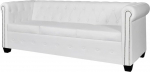 Chesterfield diivan 3-kohaline kunstnahast diivan Polsterdatud diivan Lounge diivan valge