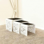 Nesting Tables - 3 kohvilaudade pesa karastatud musta klaasiga - stiilne k&uuml;ljelauad elutoa m&ouml;&ouml;bel