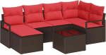 vidaXL Diivanikomplekt 7 tk Braun Poly-Rattan, Garten und Terrasse, rechteckiges, langlebiges M&ouml;belset, stylische Sofas, UV-best&auml;ndige Terrasse