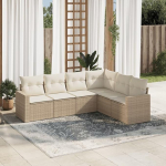 Garten Sofa Set 6-TLG. aus PE Rattan mit Stauraum und wasserabweisendem Beutel als Gartenm&ouml;bel Set in Beige