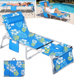 LanBlu Sonnenliege Klappbar mit Gesichts&ouml;ffnung, 3-in-1 Strandliege Klappbar Leicht Gartenliege mit Kissen&Seitentasche, 5-Fach Verstellbarer R&uuml;ckenlehne Dreibeinliege Liegestuhl Strand Campingliege