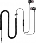 ChanGeek Verl&auml;ngerte Ohrh&ouml;rer mit 12 Fu&szlig; (3.5m) Spiralkabel, In-Ear Kopfh&ouml;rer mit Lautst&auml;rkeregler & Mikrofon f&uuml;r TV, PC und 3.5mm Audio Ger&auml;te