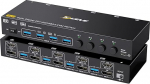 KVM Switch 4 PC 2 monitori HDMI Display Port 8K @ 60Hz 4K @ 144Hz, USB 3.0 KVM Switch Dual Monitor 4 PC jaoks, mis jagab klaviatuuri, hiirt ja printerit, juhtmega kaugjuhtimispuldiga
