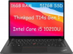 Lenovo Thinkpad T14s Gen 1 Business Laptop, 14-tolline FHD s&uuml;learvuti, Intel Core i5-10210U, 16 GB DDR4, 512 GB NVMe SSD, USA QWERTY klaviatuur, Windows 11 Pro (renoveeritud)