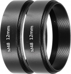 PATIKIL 12mm teleskoopiline pikendus toru 2tk M48x0.75mm m&otilde;lemal k&uuml;ljel Alumiiniumsulamist objektiivi adapteri r&otilde;nga pikendus toru kaamera okulaar teleskoobi tarvikud mustad