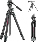 ULANZI JJ06 GlideGo Carbon kaamerastatiiv, videostatiiv 360&deg; vedelikuga, kokkupandav kesktelg, reisistatiiv Uka ja kruvikeeraja k&auml;epidemega, statiiv DSLR/kaamera/Canon/Nikon/Sony jaoks, 18 kg Max.