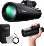 K&F Concept 12 x 50 Monocular Telescope HD Mobile Phone Telescope, BAK4 Prism Monocular for Bird Watching, Hunting, Hiking, Stargazing and Sports Events