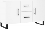 vidaXL Sideboard, kapp, sahtlite kapp paljude hoiuruumidega, mitmeotstarbeline kapp Sideboard elutuppa, kapp, k&uuml;lgkapp, metallist jalad, kaasaegne, valge puitmaterjaliga