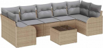 8-teiliges Garten-Sofa-Set mit Kissen Beige Poly Rattan, 2-Sitzer Garten-Sofa mit Kissen Beige Poly Rattan Gartenlounge Model3345620