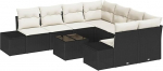 Rantry 9-teiliges Garten-Sofa-Set mit Kissen Schwarz Poly-Rattan Gartenlounge Model3346997