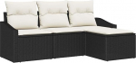 Rantry 4-teiliges Garten Sofa Set mit Kissen Schwarz Poly Rattan Gartenlounge Model3346667