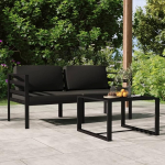 3-teiliges Gartensofa-Set mit Kissen aus Aluminium, Anthrazit, M&ouml;bel, Set Schlafsofa, Wohnzimmer, Gartensofa, modernes Sofaset f&uuml;r den Au&szlig;enbereich, M&ouml;bel
