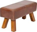 Maxi-M Leather Bench Cognac Approx. Length 80 cm Teak Real Leather Leather Bench Turnstand