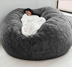 Bean Bag Tool Cover (ainult kate, ilma t&auml;idiseta), &uuml;mmargune pehme ja kohev Faux Fur Bean Bag Laisk diivanvoodi kate m&auml;ngutoolidele ja aiatoolidele Giant Fur Bean Bag 180 x 90 cm