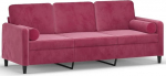 3200895 3-kohaline diivan koos dekoratiivpadjaga veinipunane 180 cm Velvet