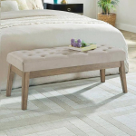 WEMART Lawn Bench Padded Bench Ottoman Footrest Padded Seat Taupe